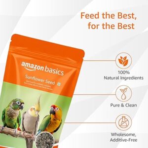 Basics Sunflower Seeds Bird Food | 2 Kg | 1 Kg x Pack of 2 | 100% Natural | Energy-Rich & Easily Digestible for All Life Stages| Made in India
