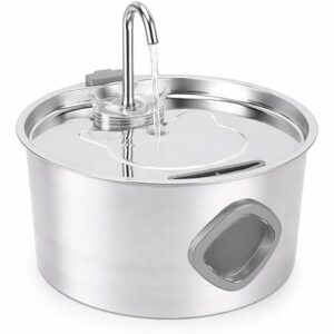 Macushla 3.2L Stainless Steel Cat Water Fountain with LED, Automatic Pet Drinking Fountain for Cats & Small Dogs, Ultra Quiet USB Pump, Water Level Window