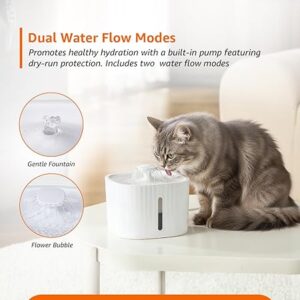 Basics 3L Pet Water Fountain for Cats & Dogs | with LED Light | USB Powered | Dual Water Flow | Silent Pump | BPA-Free Food-Grade Material | White