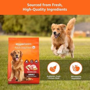 Basics Dry Dog Food | 5 Kg | Chicken & Rice | with Real Chicken Meat | Kibble for Adult Dogs | Packed with Protein | Suitable for All Breeds