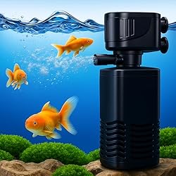 Buraq 4-in-1 Aquarium Filter, High Power 15W, 880 L/H, Submersible Internal Pump for Crystal Clear Water Suitable for 1.5 – 2.5 Ft Medium Fish Tanks